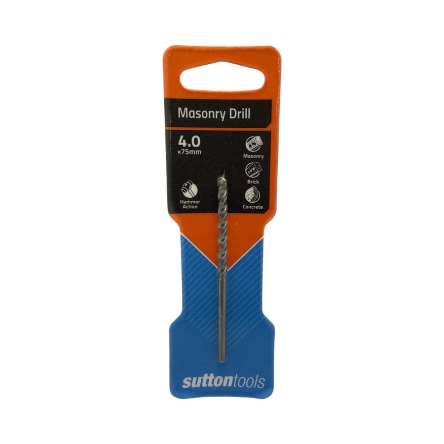 SUTTON DRILL D600 4.0MM X 75MM MASONRY STRAIGHT SHANK STANDARD FIXING